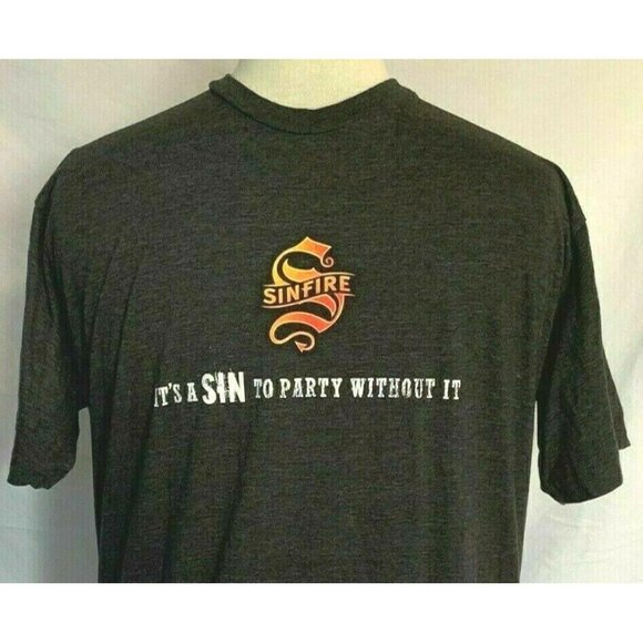 Sinfire Cinnamon Whiskey Graphic T-Shirt Gray Size Large Fun 7 Evil Party Sins - Picture 9 of 9